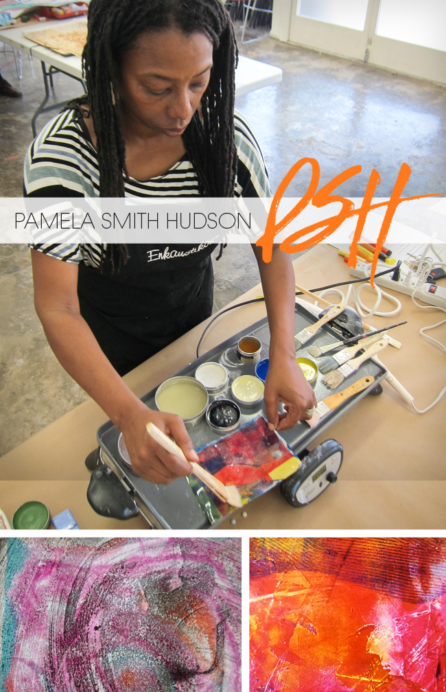 Pamela Smith Hudson working on an artpiece