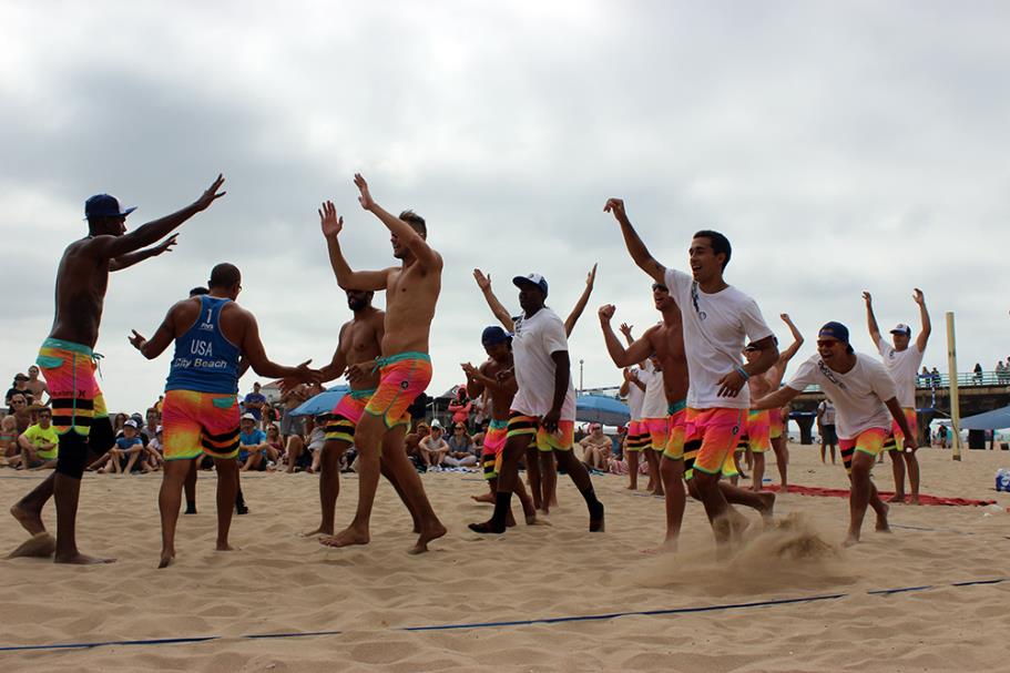 Team Spyder winning the 2016 Charlie Saikley 6-Man Beach Volleyball Tournament