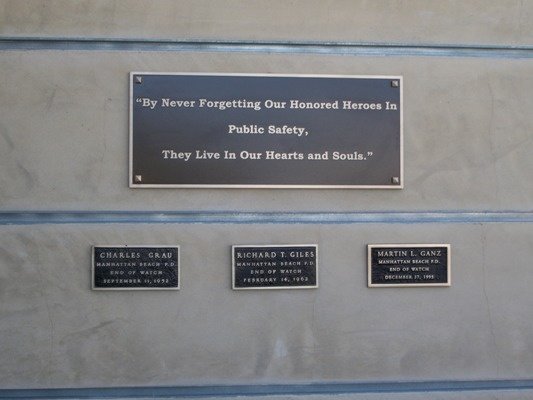 Public Safety Memorial Wall honors our three fallen Officers:  Charles Grau, Timothy Giles, and Martin Ganz.