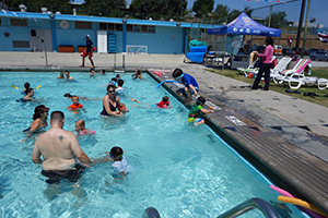 Patrons enjoying open swim