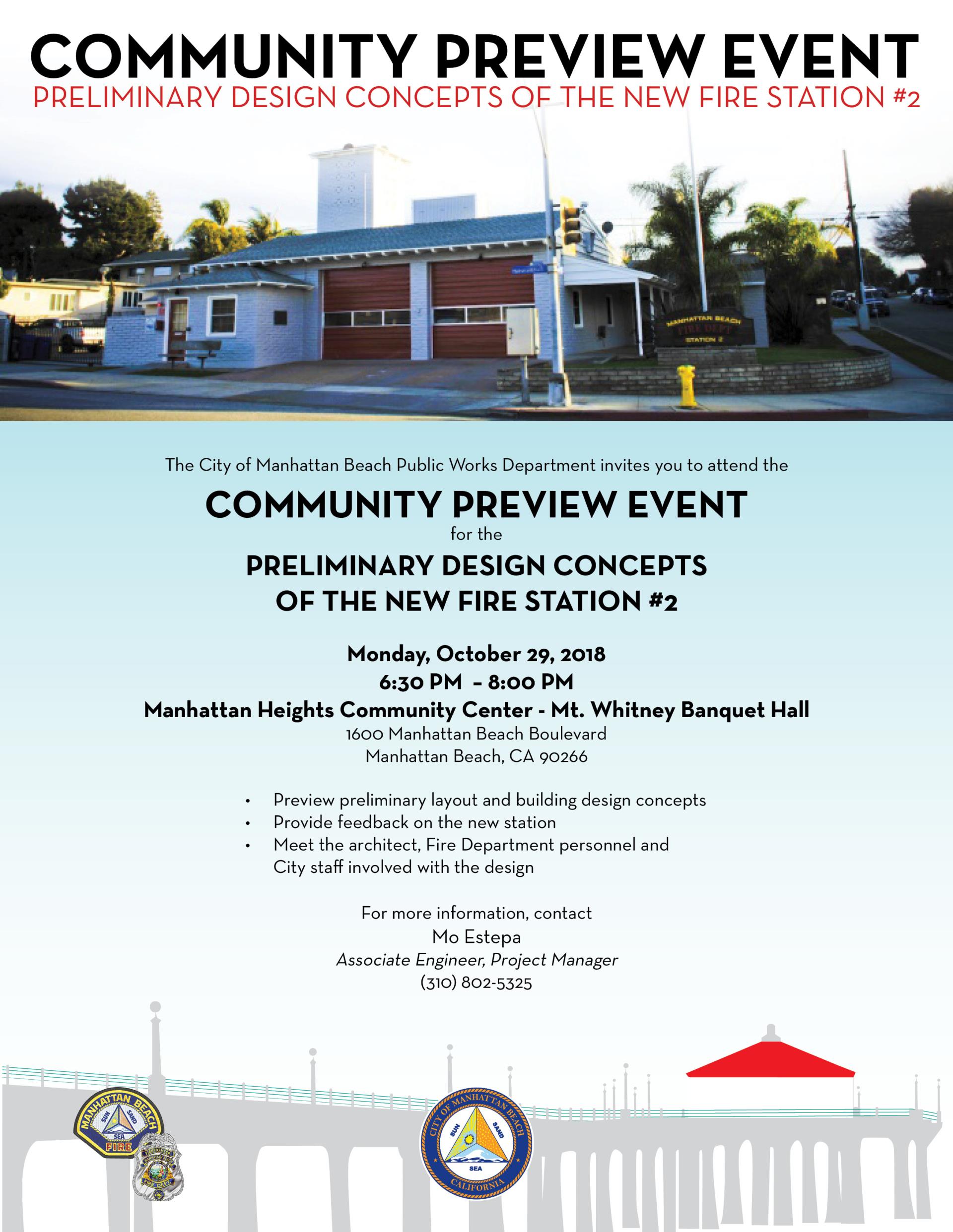 Community Preview Event - Preliminary Design of Fire Station 2