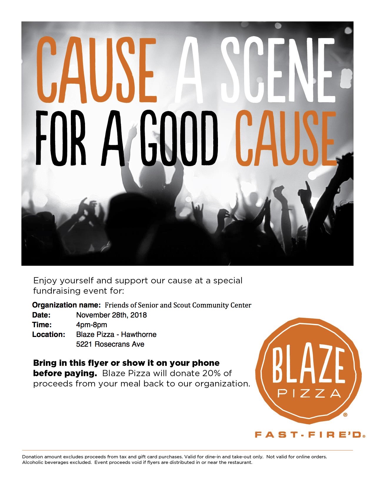 Blaze Pizza Dine Out Night Flyer