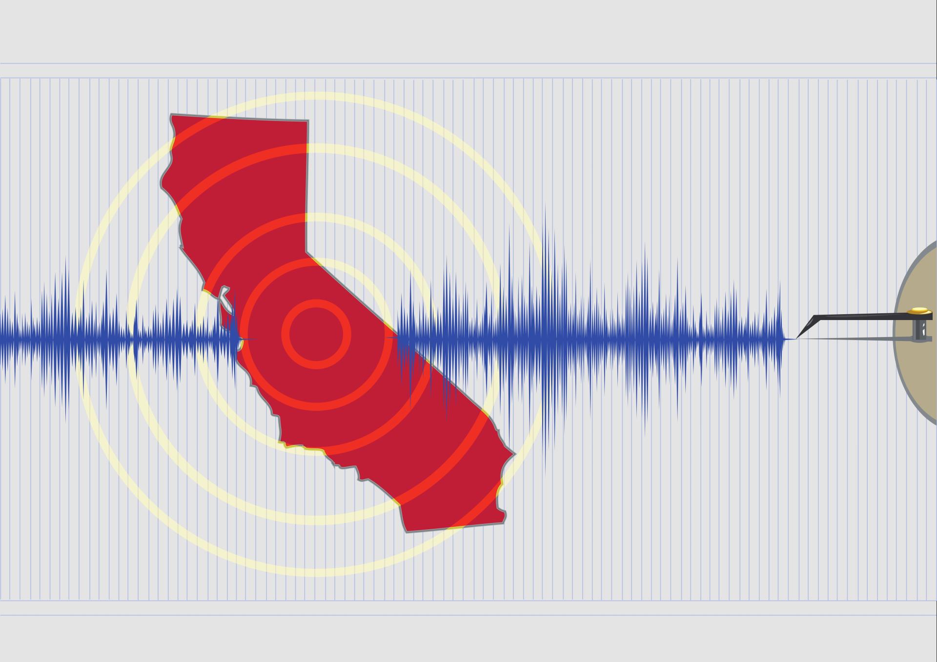 California Earthquake Photo with Seismograph