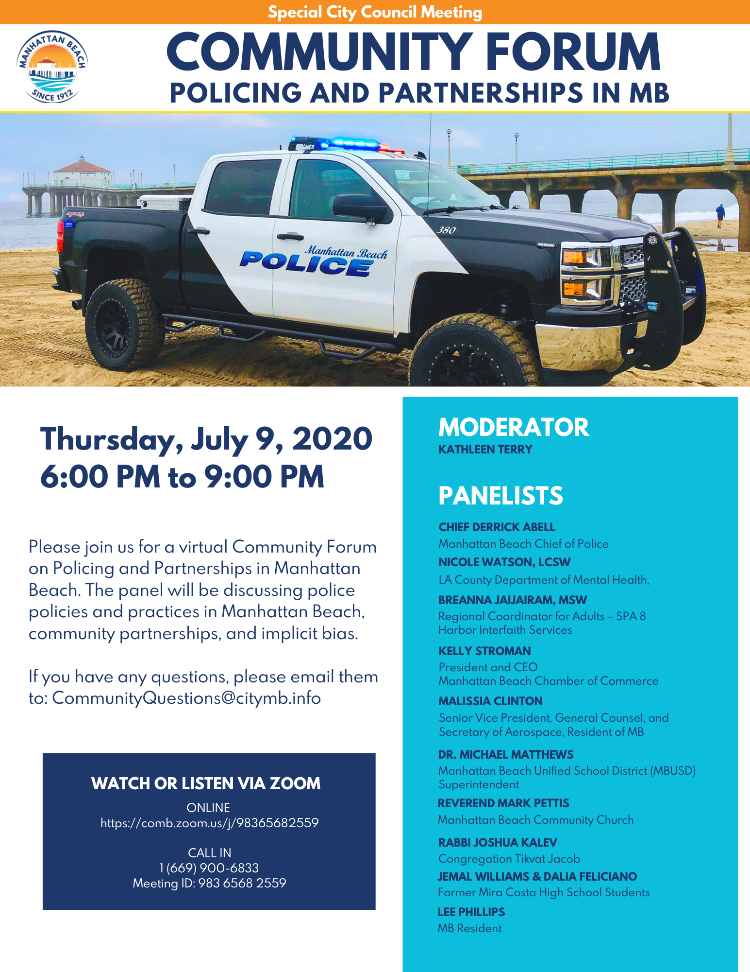 Community Forum in Policing and Partnerships in Manhattan Beach