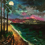 Moonrise Nocturne from Pier by Cumes, Paul