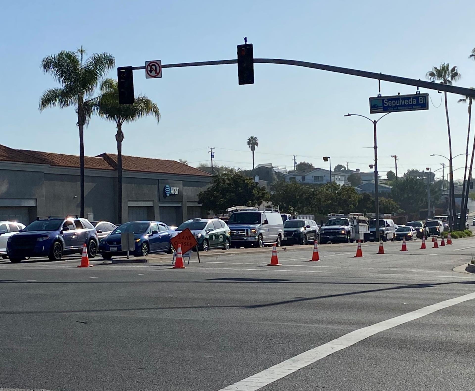 Dual Left Turn Lanes on Manhattan Beach Boulevard at Sepulveda Boulevard