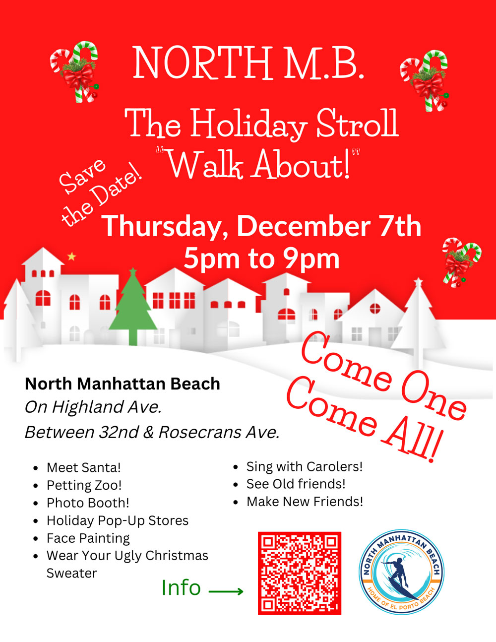 North Manhattan Beach (NMB) Holiday Stroll 2023 Flyer