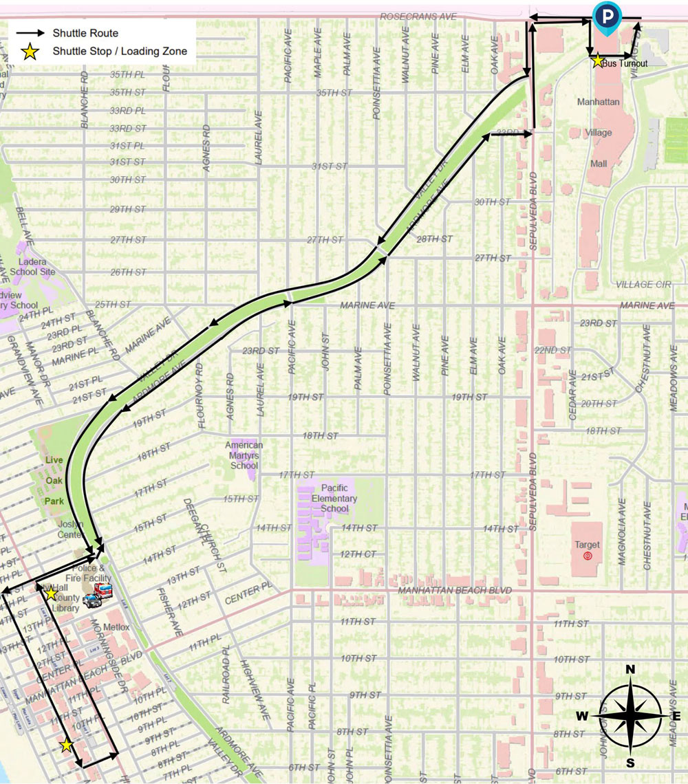 MB Shuttle Route Map as of Monday August 19